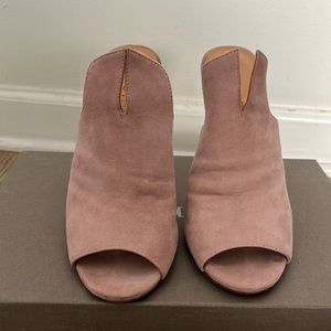 Halston Heritage Suede pink mule heels